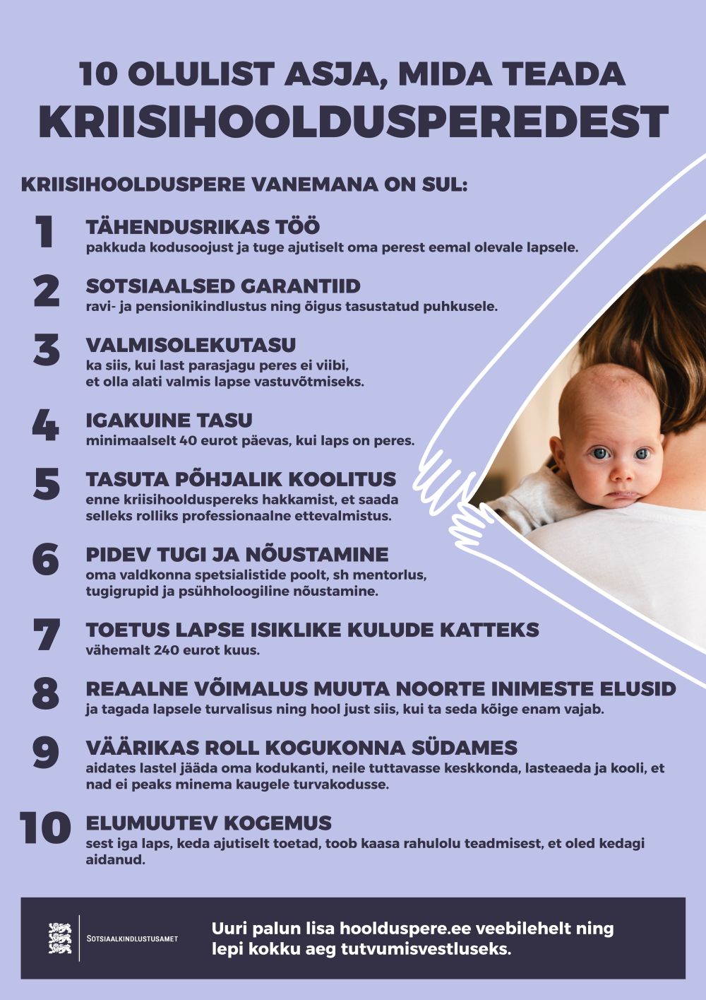 Plakat tekstiga- 10 olulist asja, mida teada kriisihooldusperedest