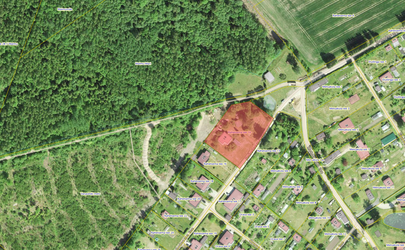 Vardi külas, Rahetsema tee 14 maa-ala kaart