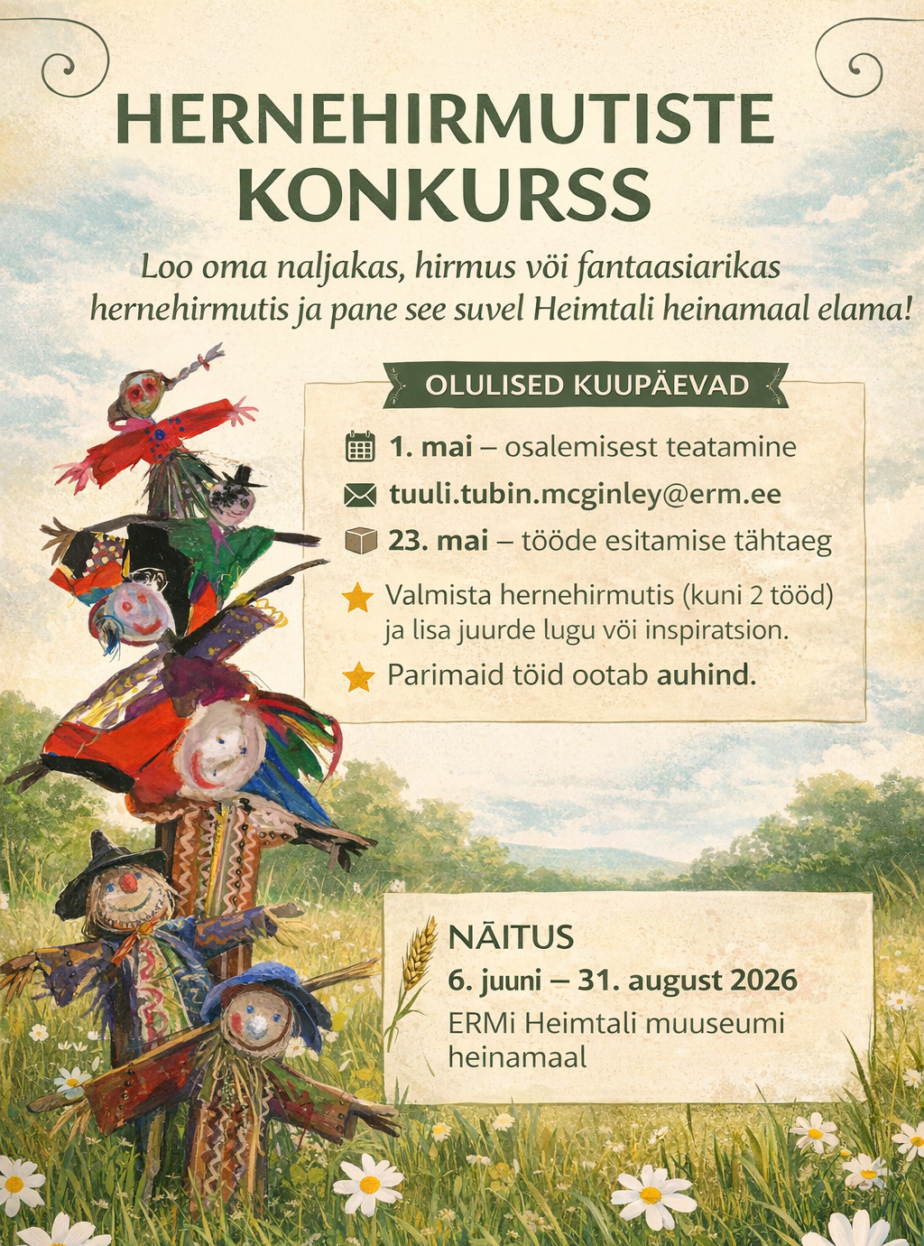 kujundatud poster Hernehirmutiste konkursi üleskutsega